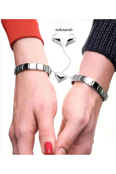 MELENY Sevgili Çift Bilekliği İtalyan Charm Mıknatıs Kalpli 2'li Bileklik Sev...