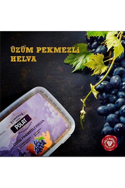 Ermenek Polat 700g Gluten Free Vegan Tahini Halva with Grape Molasses, No Sugar Added