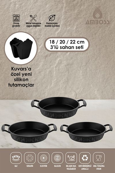 Amboss 3 Piece Quartz Pan Set