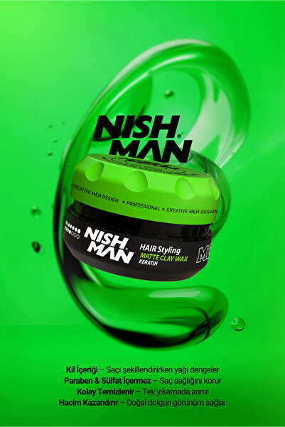 NISHMAN M2 Keratin Mat Görünümlü Kil Wax - 100 ml