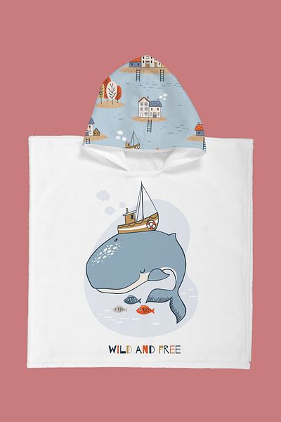 Evdek Πετσέτα παραλίας Whale Kids Poncho