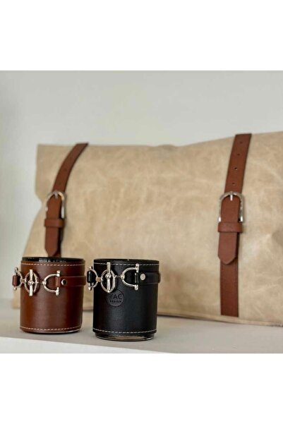 Design State Home Deri Kemerli Bej Kırlent Kılıfı