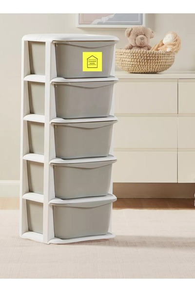 Concept Home 5-Layer Storage Drawer Cabinet, Easy install, High Quality White/Grey 37x36.5x96 cm