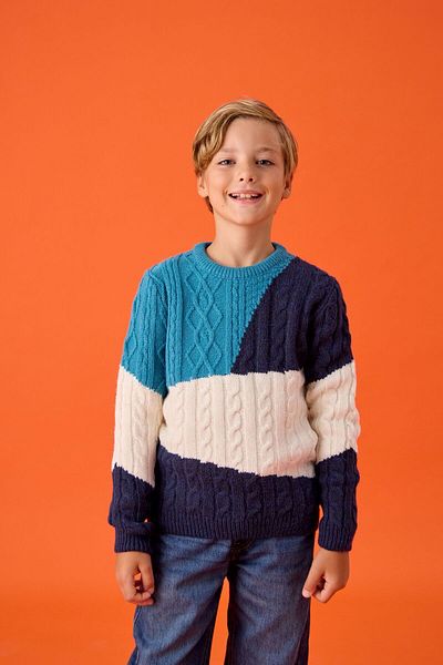 Nisrakids Pulover tricotat colorat cu modele pentru băiat