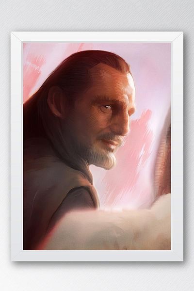 Saturn Tablou înrămat Star Wars Qui Gon Jinn - Poster de film Space Wars