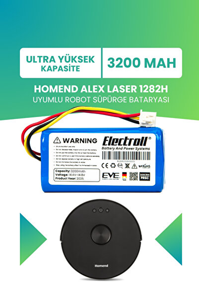ELECTROLL Homend Alex Laser 1282h Uyumlu Batarya (YÜKSEK KAPASİTE) 3200mah Pi...
