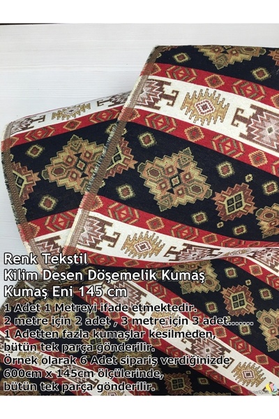 Renk Tekstil Anatolia Etnik Dokuma Kilim Desenli Kumaş