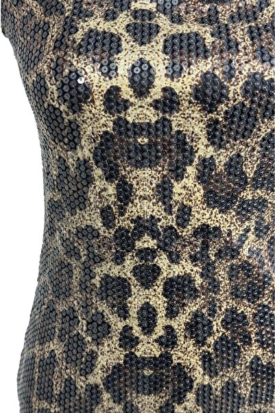 VENTİUP Leopar payet mini elbise