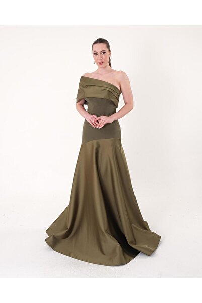 APPELLO HAKİ KADIN ABİYE ELBİSE