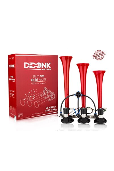DİDONK Marco Tipi Kırmızı Arap Korna 3 Borulu Melodili 12V - 461R-12V
