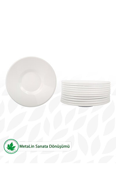 LİNMETAL 12'li Metal Çay Tabağı, Kırılmaz, Paslanmaz Modern Çay Tabağı Seti B...