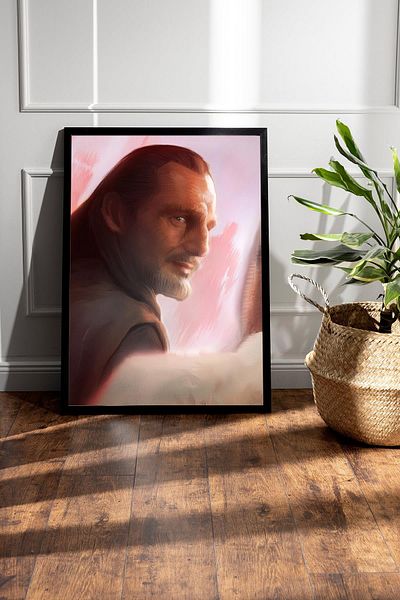 Saturn Ζωγραφική με κορνίζα Star Wars Qui Gon Jinn - Ζωγραφική αφίσας Space Wars Fim