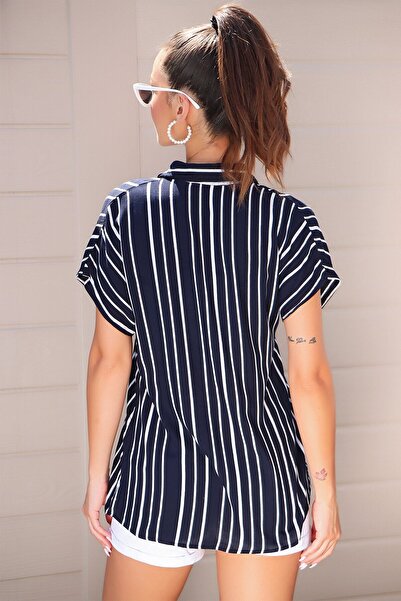 TRQOM Смугастий короткий рукав темно-синій