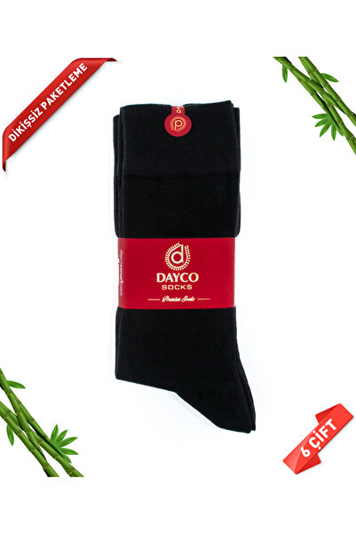 DAYCO Premium Klasik Uzun Boy Siyah Renk Kışlık Erkek Bambu Soket Çorap