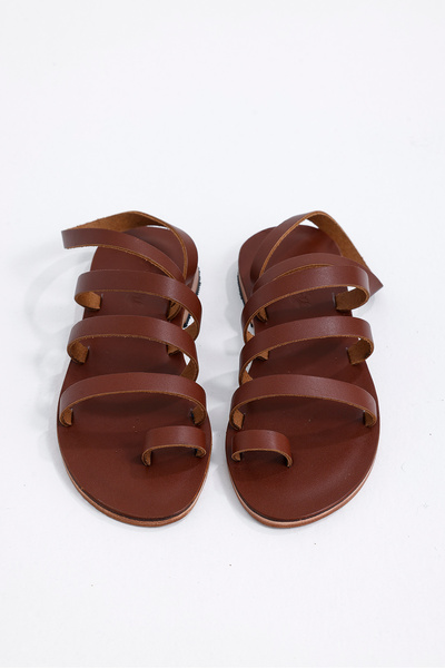 DaphneSandals صندل نسائي من الجلد الطبيعي بلون أحمر أسمر - 4301