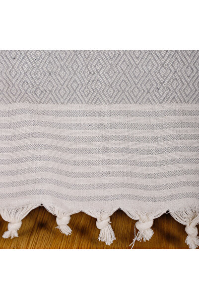 Bumedo Buldan Işi Kolları Örten Tekli Koltuk Berjer Örtüsü 180x150 Büyük Boy %100 Pamuk Dokuma - Açık Gri