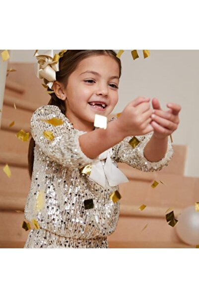 Abel & Lula Kız Çocuk Payetli Etek Set Elbise Gümüş Gold L25K5544
