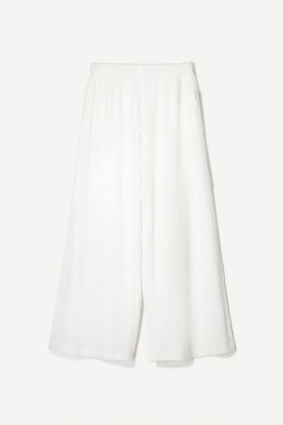 Bershka Wide-leg rustic double cloth trousers