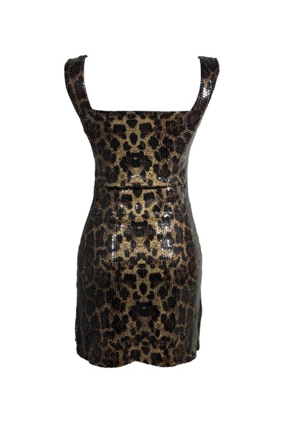 VENTİUP Leopar payet mini elbise