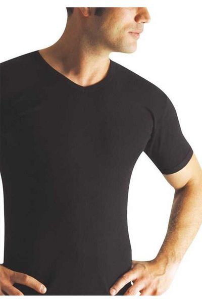Yıldız İç Giyim Star 127 Black Summer V-Neck Short Undershirt