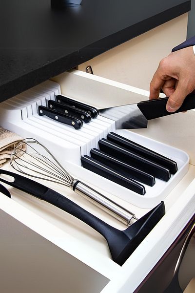 EVLE 18 Knife Capacity 2 Rows Knife Holder 39 X 14 Cm, Anthracite
