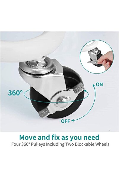 Concept Home منظم عربة معدني بثلاثة أرفف متحركة باللون الأبيض