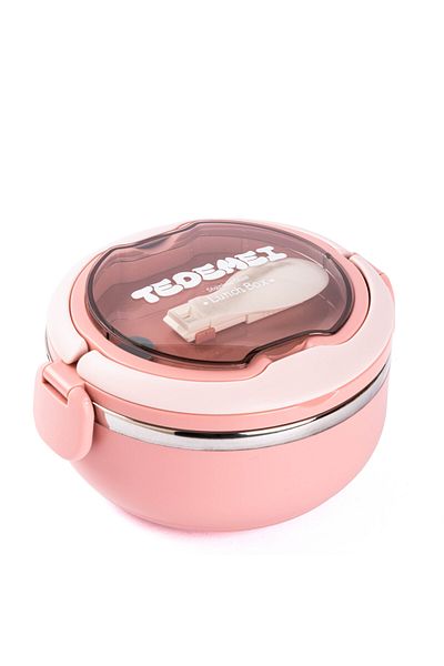 Tantitoni Tedemei Pink Stainless Steel Food Carriage Container with Spoon 700ml