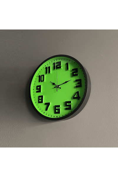 Yenimiyeni Renkli Düz Cam Duvar Saati Yeşil