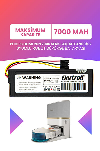 ELECTROLL Philips Homerun 7000 Serisi Aqua Xu7100/02 Batarya (MAKSİMUM KAPASİ...