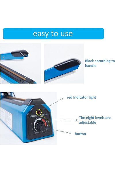 AWH 8-Inch Impulse Bag Sealer, Manual Heat Sealing Machine with 8 Gear Temperature Control