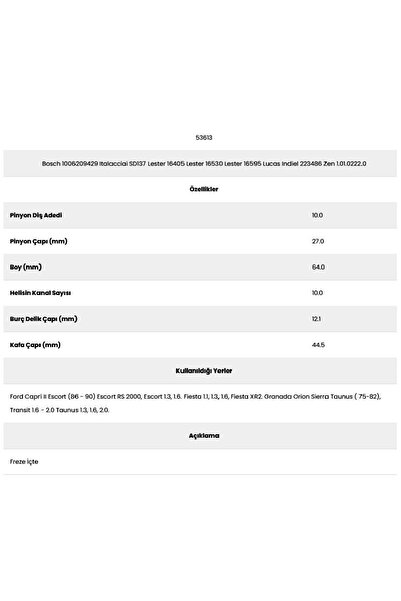 Form Metal 53613 Escort 10 Channels 10 Teeth10062094 Starter Gear