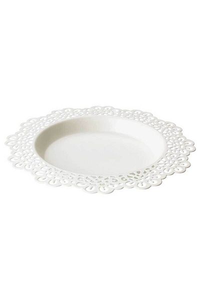 Homelux Farfurie ghiveci din dantela, tratata UV, alba, polipropilena