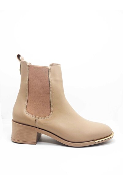 PUNTO Kadın Nut-Siyah Lastikli Detay İnce Taban Bot