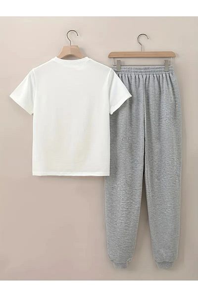 DAXİS Sportwear Company Paris Printed Tracksuit Set T-Shirt Jogger Sweatpants - Bottom Top Set