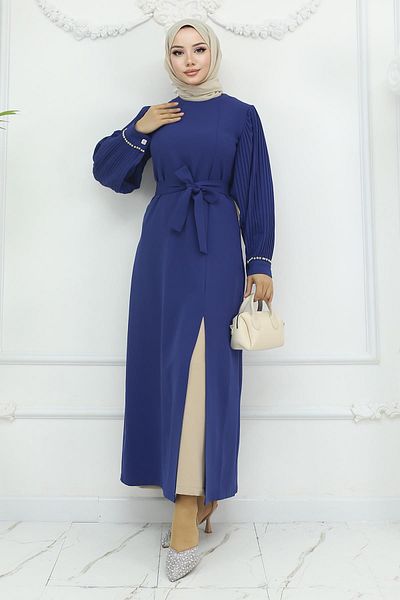 Modamihram Indigo Pleated and Slit Suit - 19239