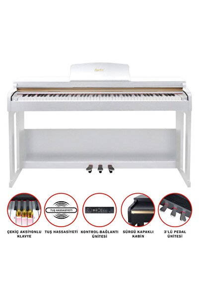 SAPPHIRE Jwin Sapphire SDP-214 Çekiç Aksiyonlu 88 Tuşlu Dijital Piyano - Beyaz