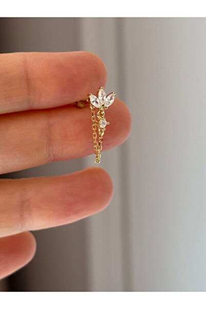 emy by emel luxury silver jewelry Altın Kaplama Zincirli Cindy Piercing 925 A...