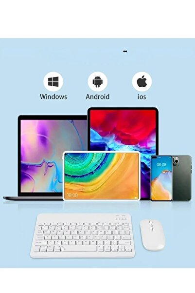 Zineets Kablosuz Şarjlı Bluetooth Klavye Mouse Ve Bluetooth Kulaklık Seti Ultra Slim Tablet Telefon Uyumlu