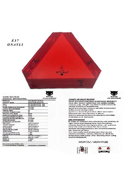 SNR Traktör-Römork Üçgen Reflektör 2'Li Takım Ece R 70 E-37 Onaylı - 010007
