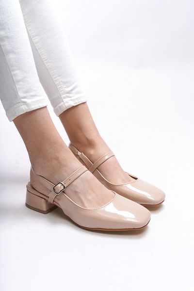 Riccon Tephliania 0012020   Beige Patent Leather Women's Heeled Shoes
