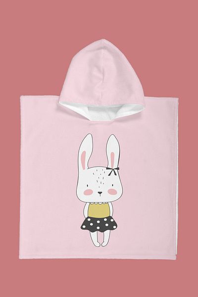 Evdek Πετσέτα παραλίας Poncho με φούστα Bunny Kids