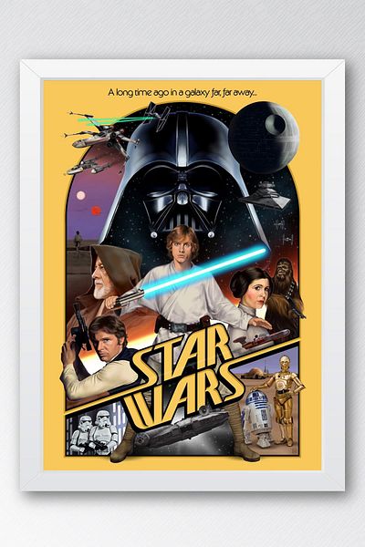 Saturn Tablou înrămat Star Wars - Space Wars Old Nostalgia Fim Poster Pictură