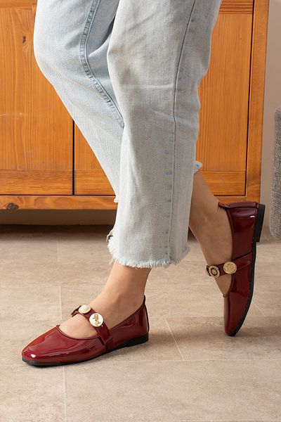 STOCON Claret Red Ballerina Detailed Star Model Γυναικεία Casual Παπούτσια - STC1081
