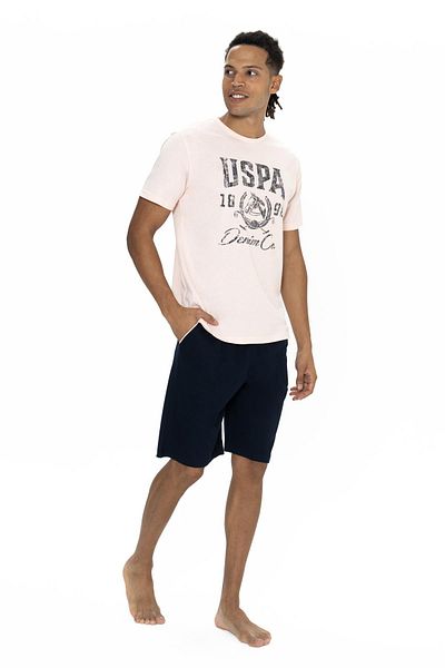 U.S. Polo Assn. ΒΑΣΗ. Ανδρικό σετ Polo 100% βαμβακερό, μπλουζάκι με στάμπα και σορτς τσέπης