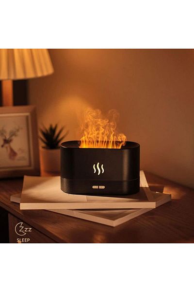 AWH HIVAGI Essential Oil Diffuser with Flame Light, 180mL Quiet Humidifier, Auto Shutoff (Black)