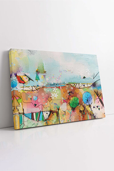 KOSS Dijital Pictură abstractă în acrilic colorat, aspect de copac, pește, pa...