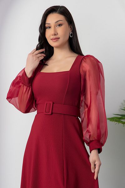 PULLIMM Rochie cu maneca din organza cu decolteu patrat 2025-4030