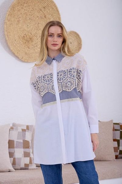 Moodbasic Cămașă cu dungi cu broderie
