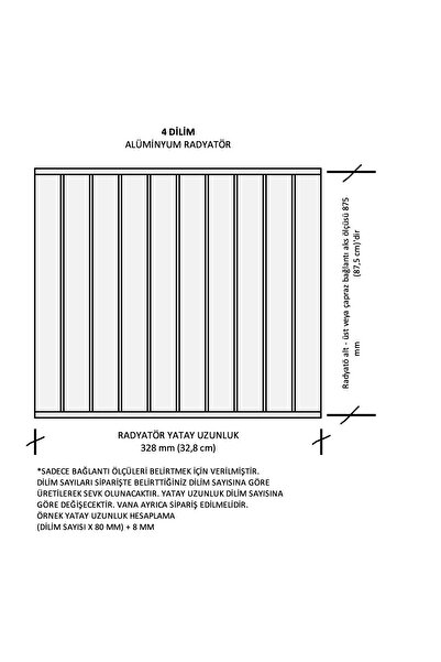 ALURAD Alüminyum Panel Radyatör Klasik Model 900 Mm X 4 Dilim Ral 7016 Antrasit Gri