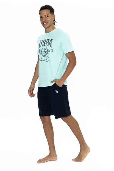 U.S. Polo Assn. ΒΑΣΗ. Ανδρικό σετ Polo 100% βαμβακερό, μπλουζάκι με στάμπα και σορτς τσέπης